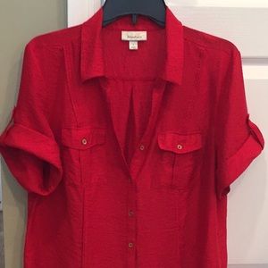 Dress barn red button down blouse